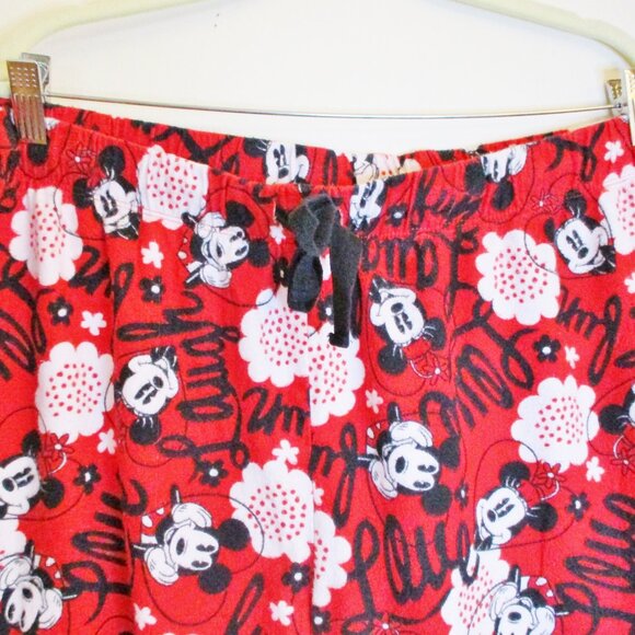Disney Womens Flannel Pajama/Lounge Pants Mickey&Minnie, Red, Tie Close Size 2XL - Picture 3 of 13